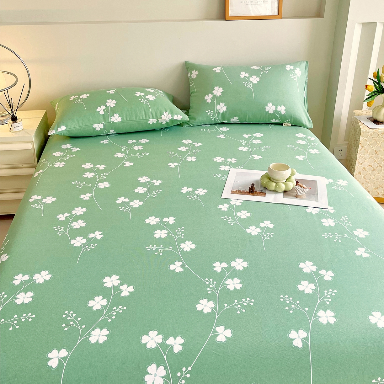 91家纺网 家纺一手货源 找家纺 金鑫汇家纺 2026新款全棉老粗布单品床笠系列 优雅田园