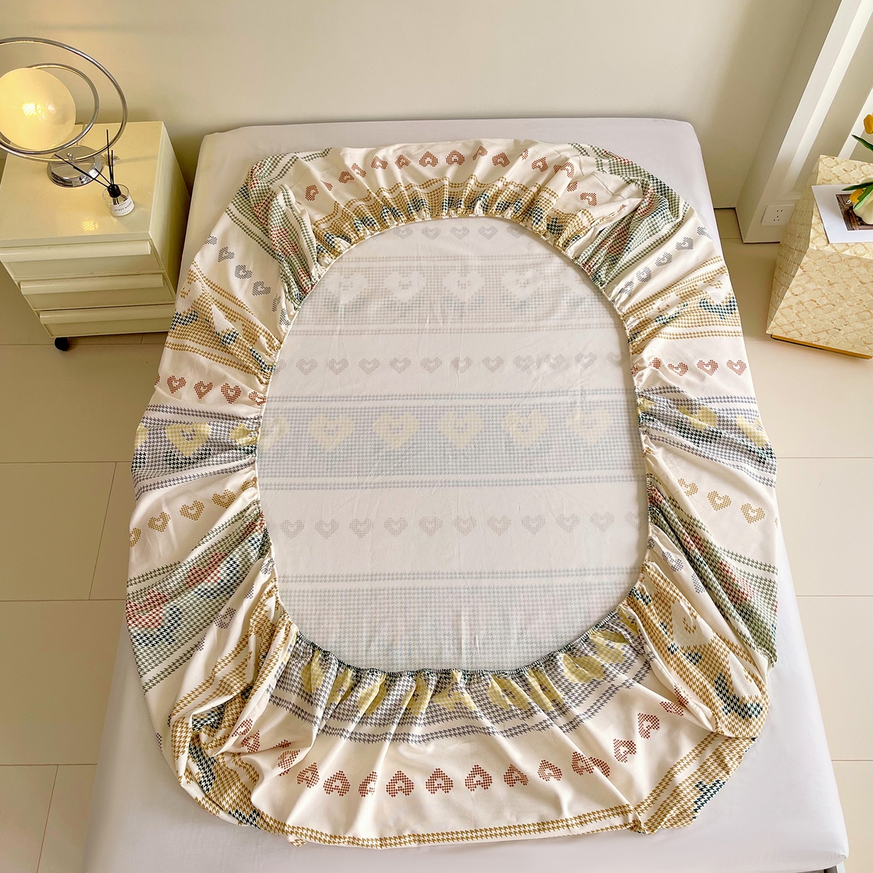 91家纺网 家纺一手货源 找家纺 金鑫汇家纺 2026新款全棉老粗布单品床笠系列 同心千鸟格