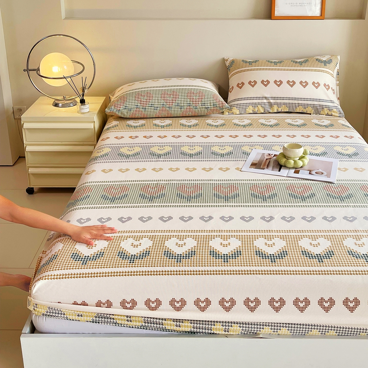 91家纺网 家纺一手货源 找家纺 金鑫汇家纺 2026新款全棉老粗布单品床笠系列 同心千鸟格