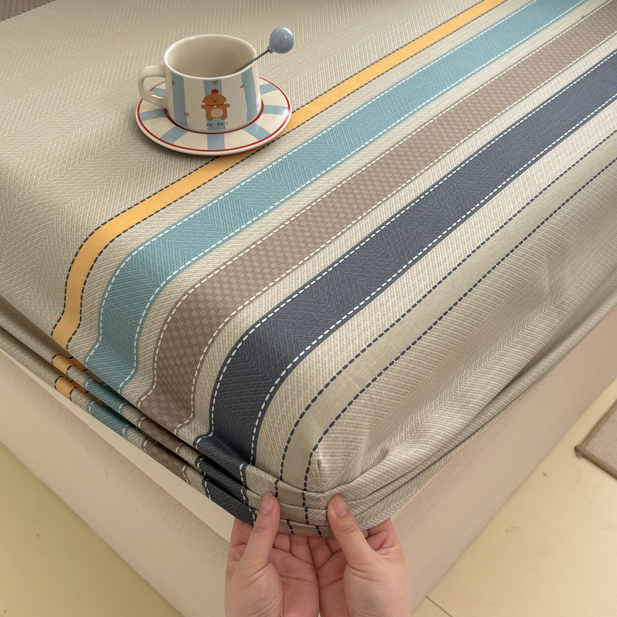 91家纺网 家纺一手货源 找家纺 壹贝家纺 2026新款全棉印花床笠系列 如果爱