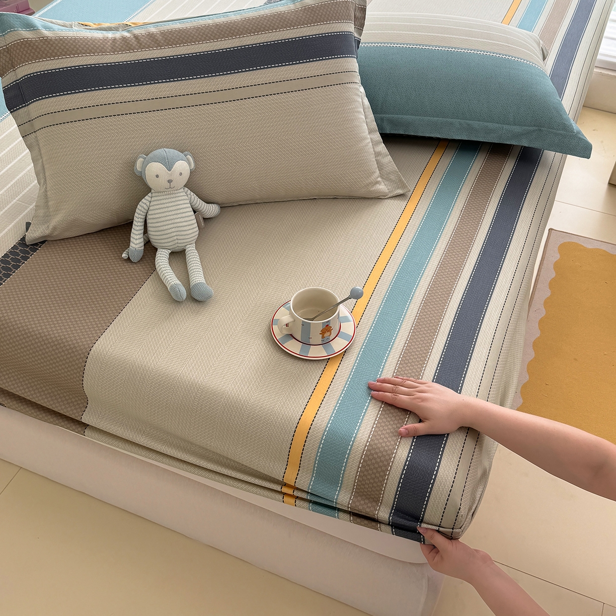 91家纺网 家纺一手货源 找家纺 壹贝家纺 2026新款全棉印花床笠系列 如果爱