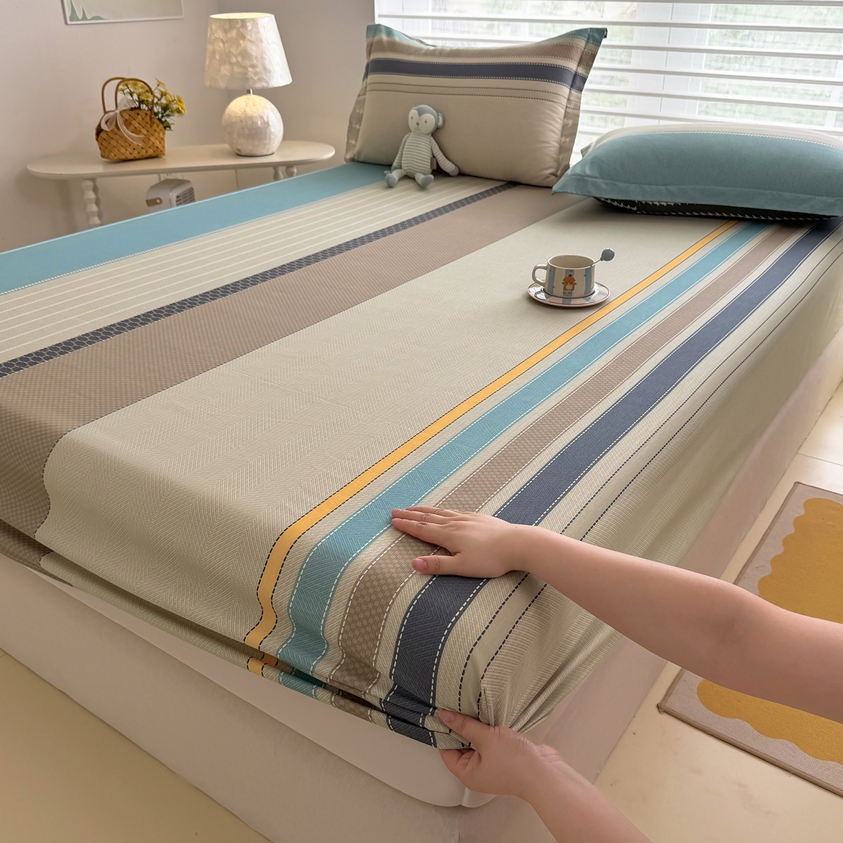 91家纺网 家纺一手货源 找家纺 壹贝家纺 2026新款全棉印花床笠系列 如果爱