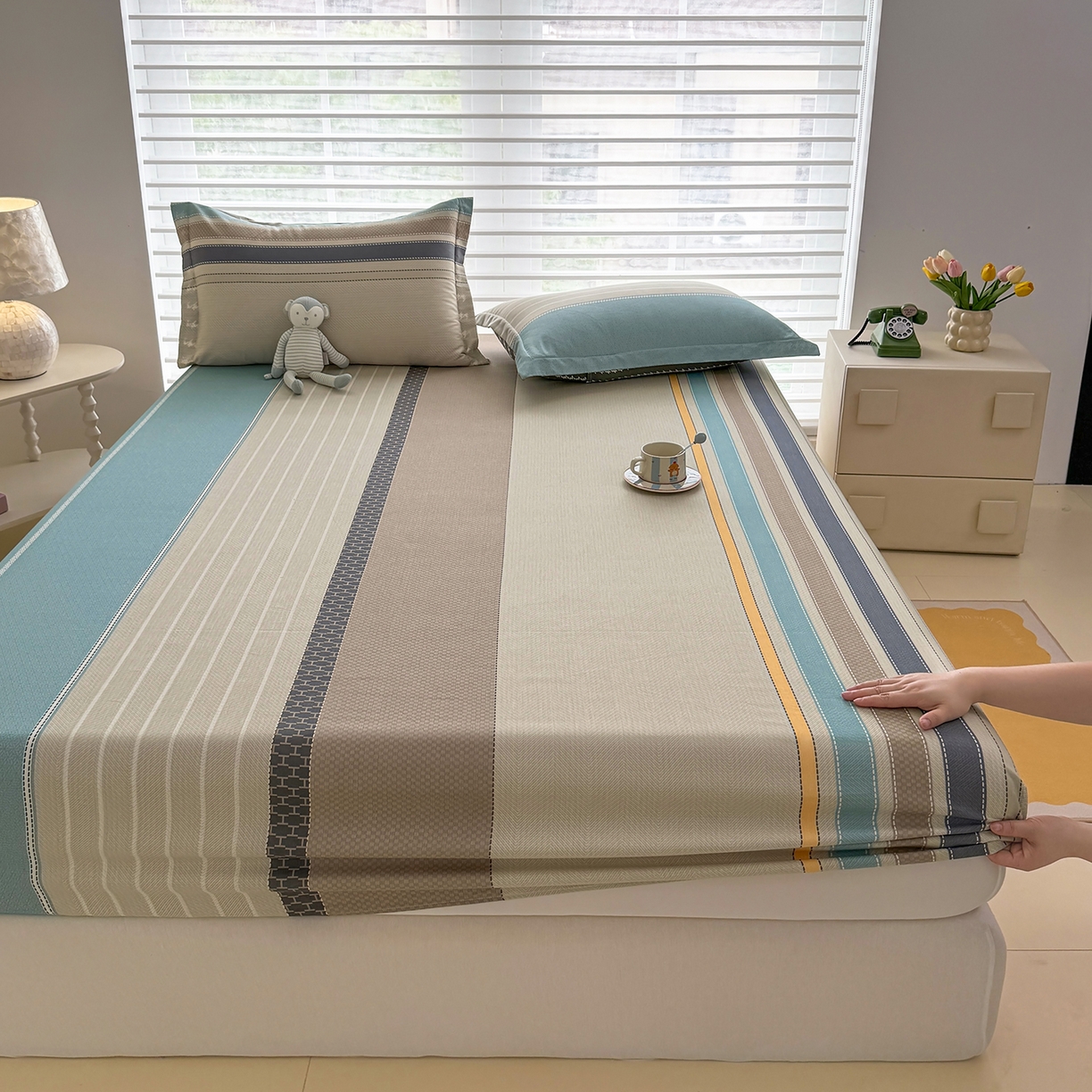 91家纺网 家纺一手货源 找家纺 壹贝家纺 2026新款全棉印花床笠系列 如果爱