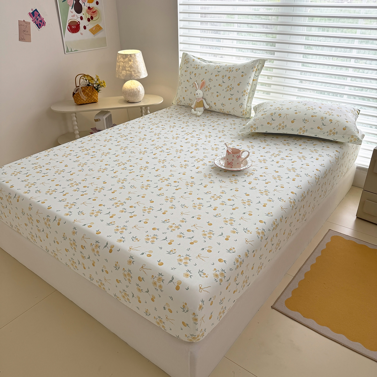 91家纺网 家纺一手货源 找家纺 壹贝家纺 2026新款全棉印花床笠系列 如愿