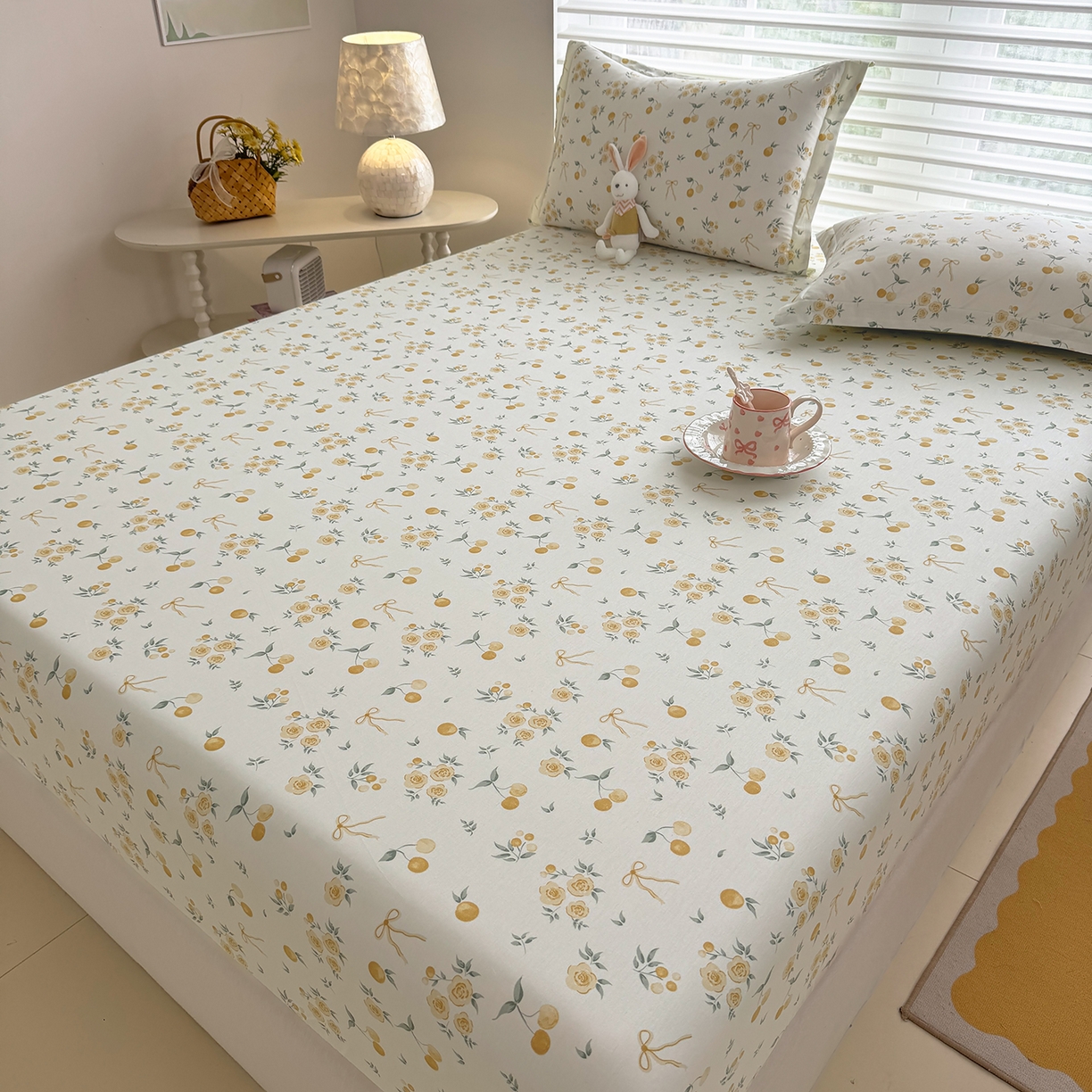 91家纺网 家纺一手货源 找家纺 壹贝家纺 2026新款全棉印花床笠系列 如愿