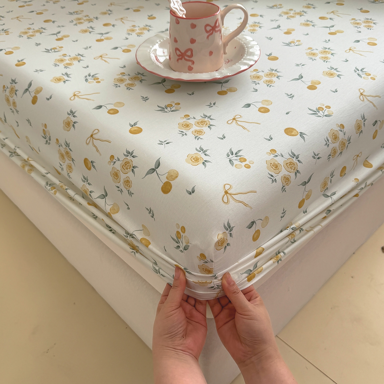 91家纺网 家纺一手货源 找家纺 壹贝家纺 2026新款全棉印花床笠系列 如愿