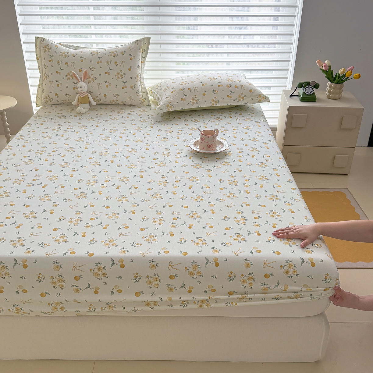 91家纺网 家纺一手货源 找家纺 壹贝家纺 2026新款全棉印花床笠系列 如愿