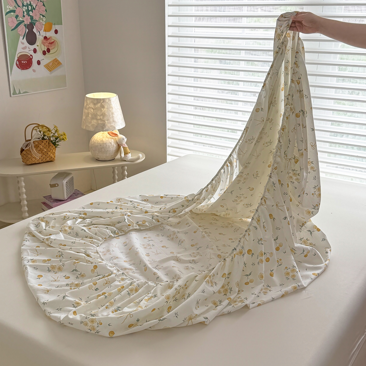 91家纺网 家纺一手货源 找家纺 壹贝家纺 2026新款全棉印花床笠系列 如愿