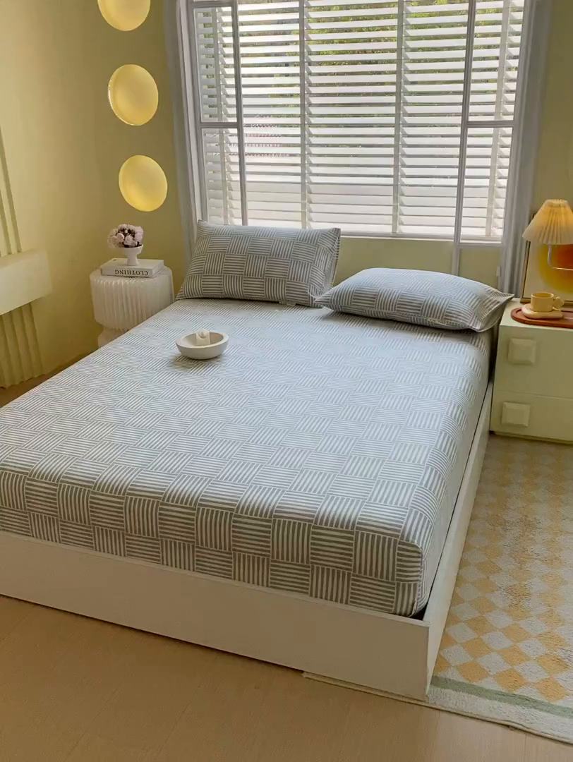 91家纺网 家纺一手货源 找家纺 金鑫汇家纺 2026新款全棉老粗布单品床笠系列 休闲时光