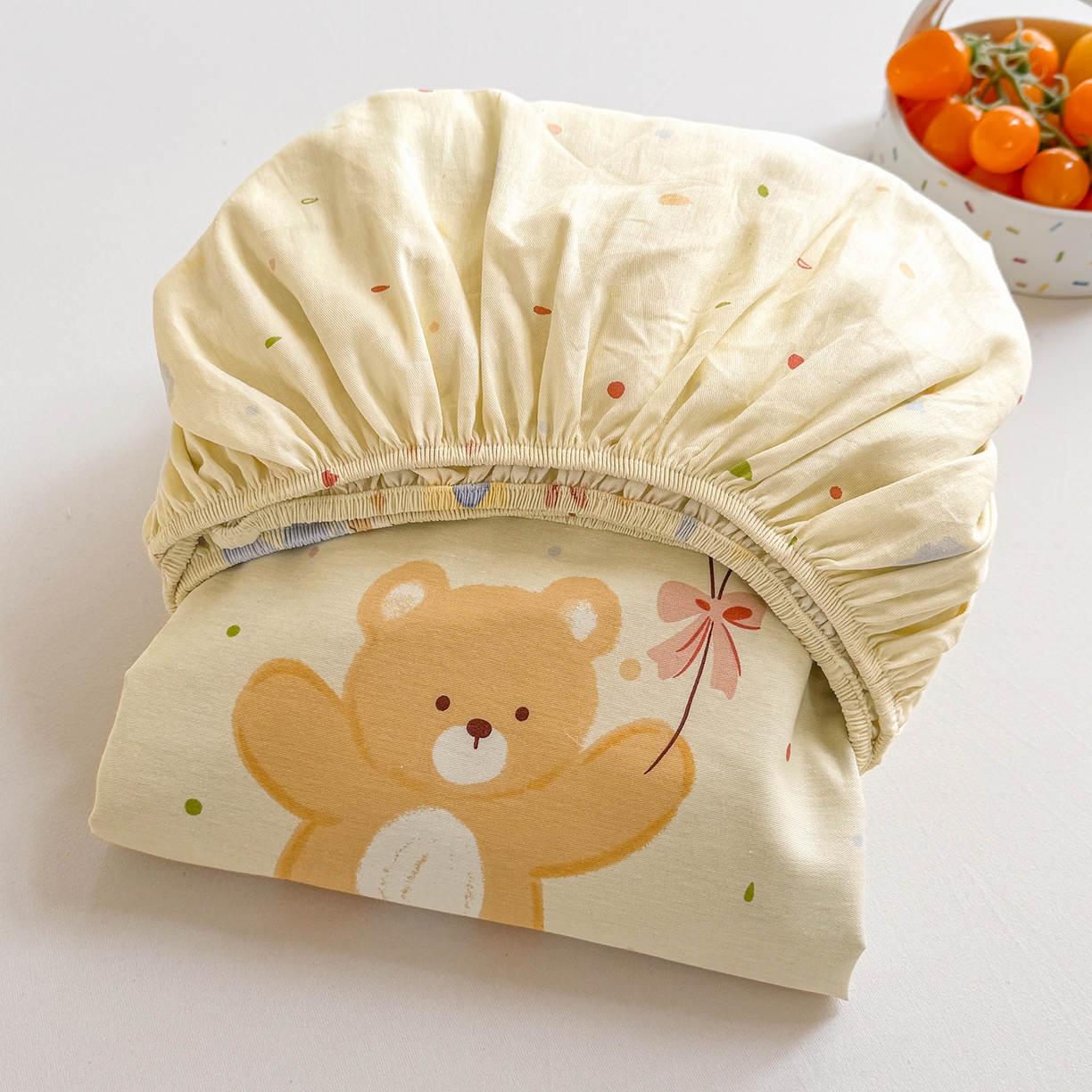 91家纺网 家纺一手货源 找家纺 壹贝家纺 2026新款全棉印花床笠系列 软萌小熊