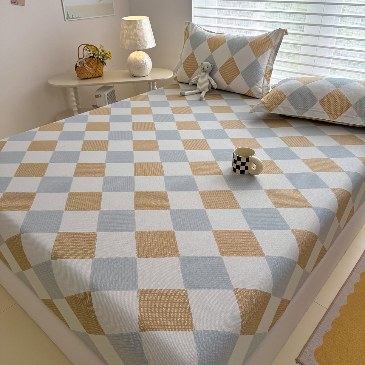 91家纺网 家纺一手货源 找家纺 壹贝家纺 2026新款全棉印花床笠系列 瑞吉斯-黄