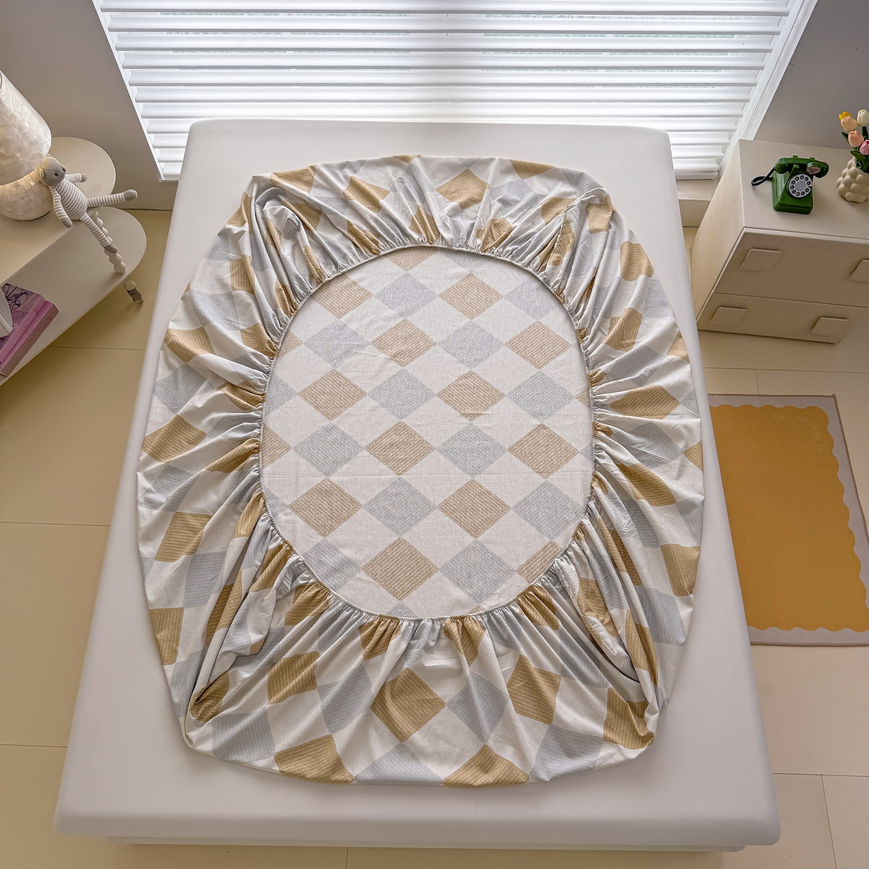 91家纺网 家纺一手货源 找家纺 壹贝家纺 2026新款全棉印花床笠系列 瑞吉斯-黄