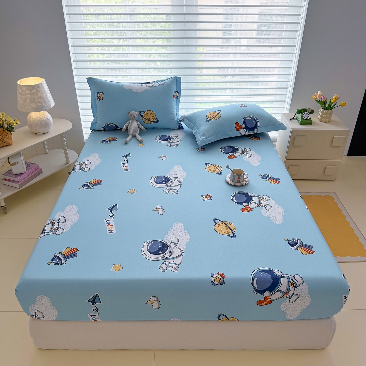 壹贝家纺 2026新款全棉印花床笠系列 太空奇遇