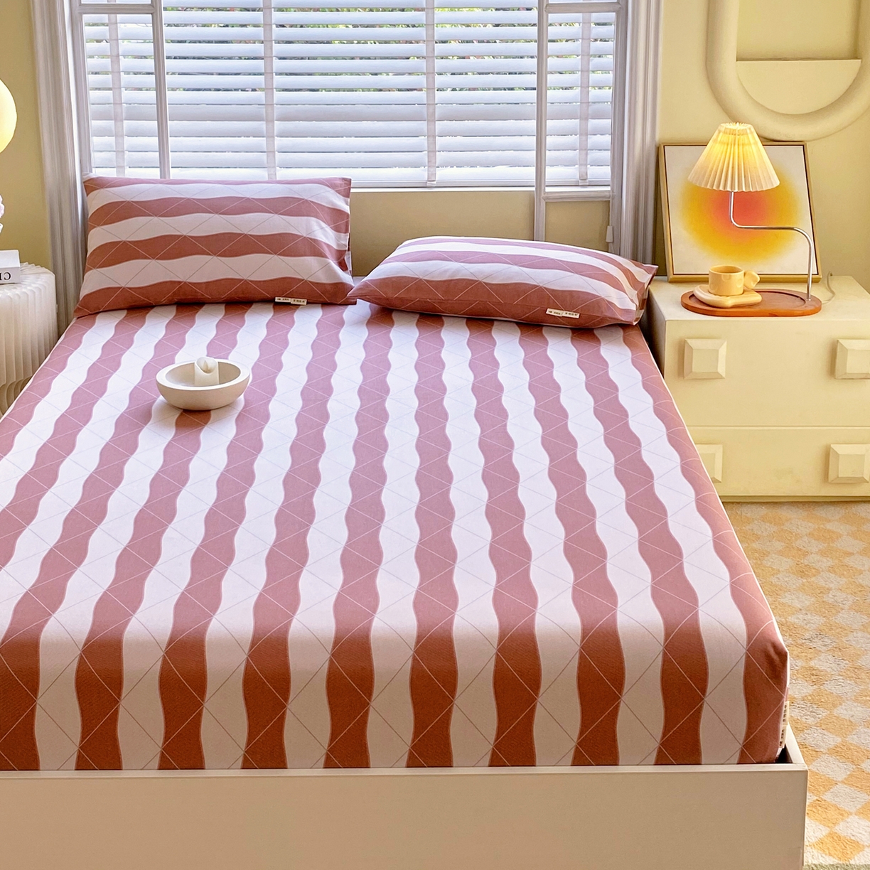 91家纺网 家纺一手货源 找家纺 金鑫汇家纺 2026新款全棉老粗布单品床笠系列 雅致