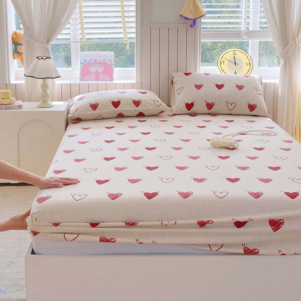 91家纺网 家纺一手货源 找家纺 金鑫汇家纺 2026新款全棉老粗布单品床笠系列 心语