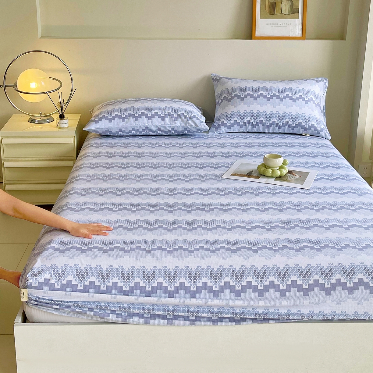 91家纺网 家纺一手货源 找家纺 金鑫汇家纺 2026新款全棉老粗布单品床笠系列 燕南飞-蓝