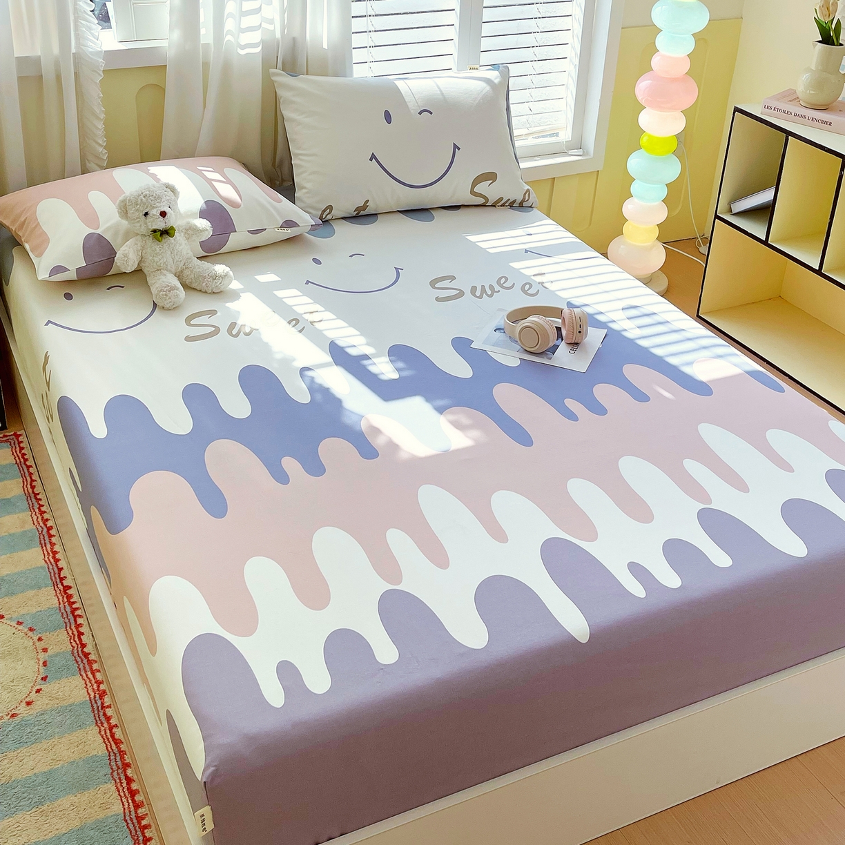 91家纺网 家纺一手货源 找家纺 金鑫汇家纺 2026新款全棉老粗布单品床笠系列 奶油粉