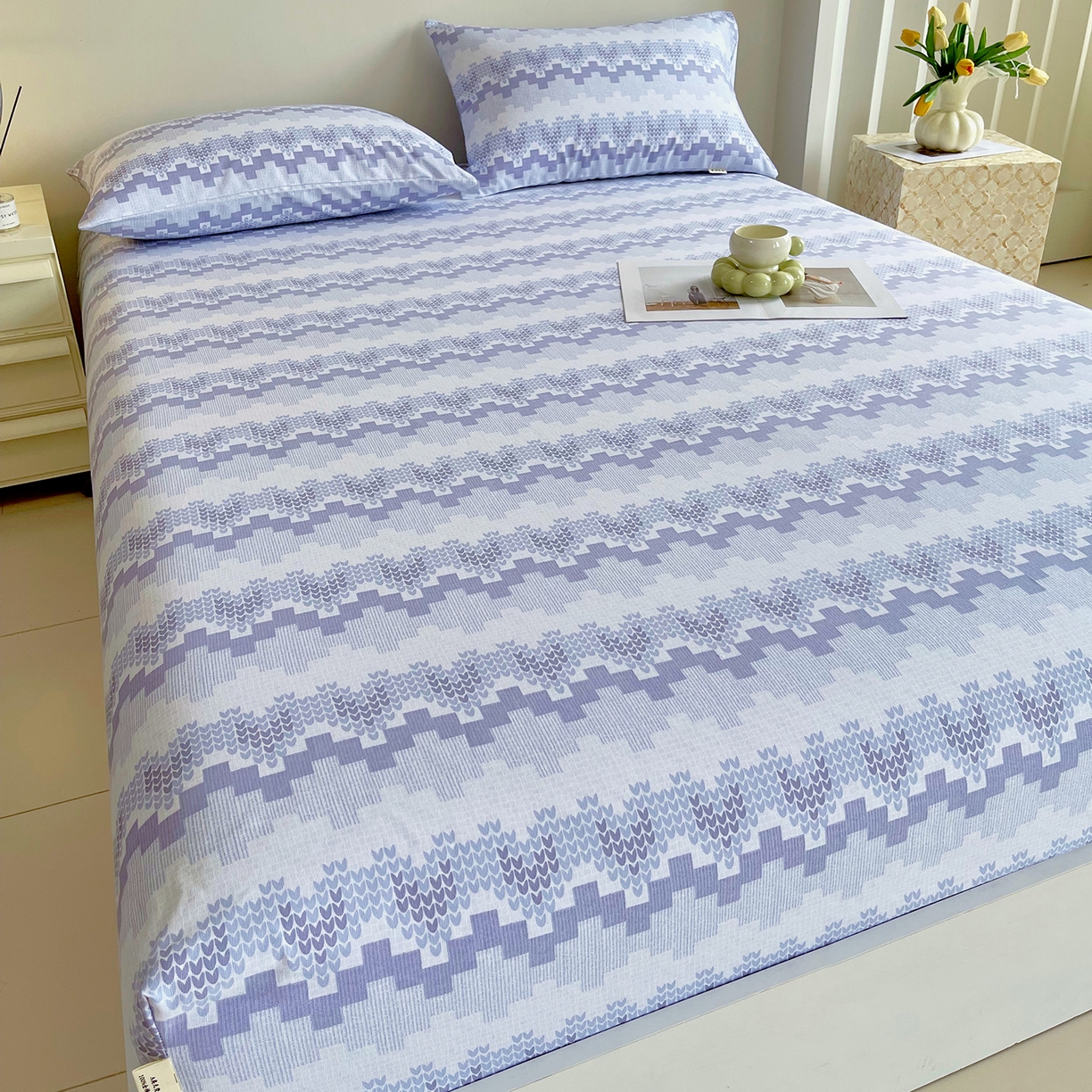 91家纺网 家纺一手货源 找家纺 金鑫汇家纺 2026新款全棉老粗布单品床笠系列 燕南飞-蓝