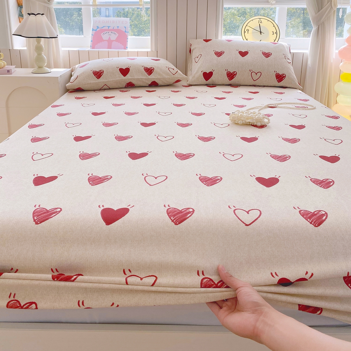 91家纺网 家纺一手货源 找家纺 金鑫汇家纺 2026新款全棉老粗布单品床笠系列 心语