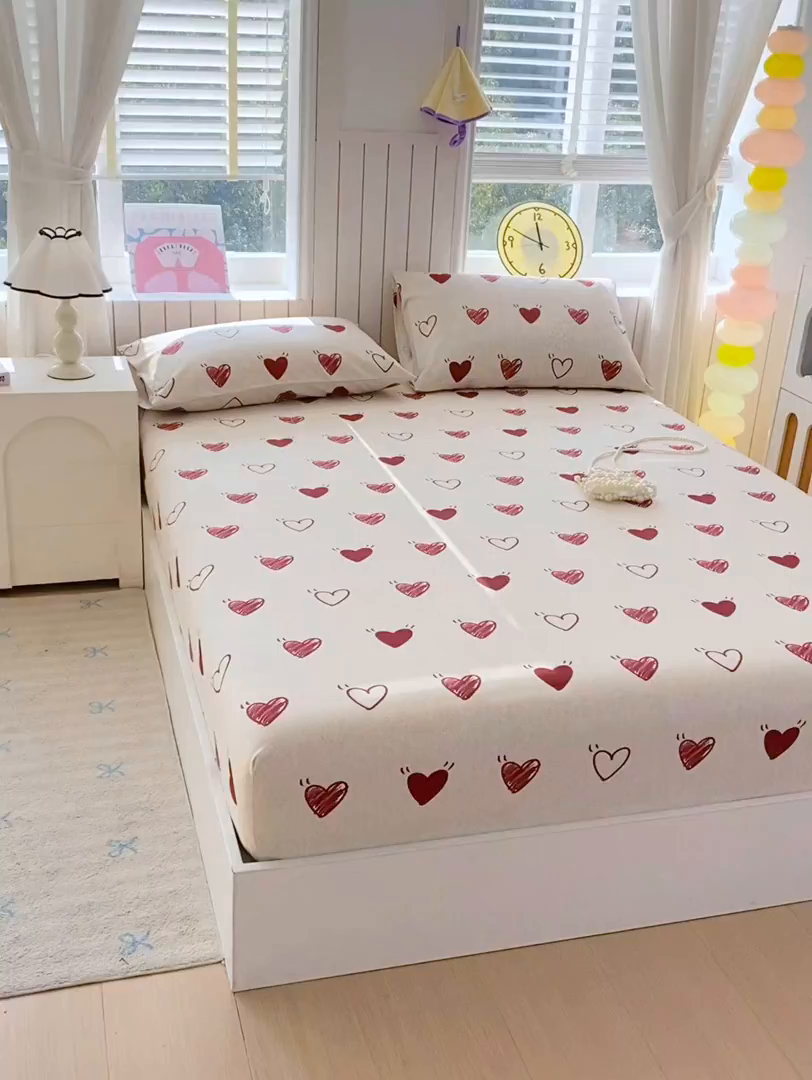 91家纺网 家纺一手货源 找家纺 金鑫汇家纺 2026新款全棉老粗布单品床笠系列 心语