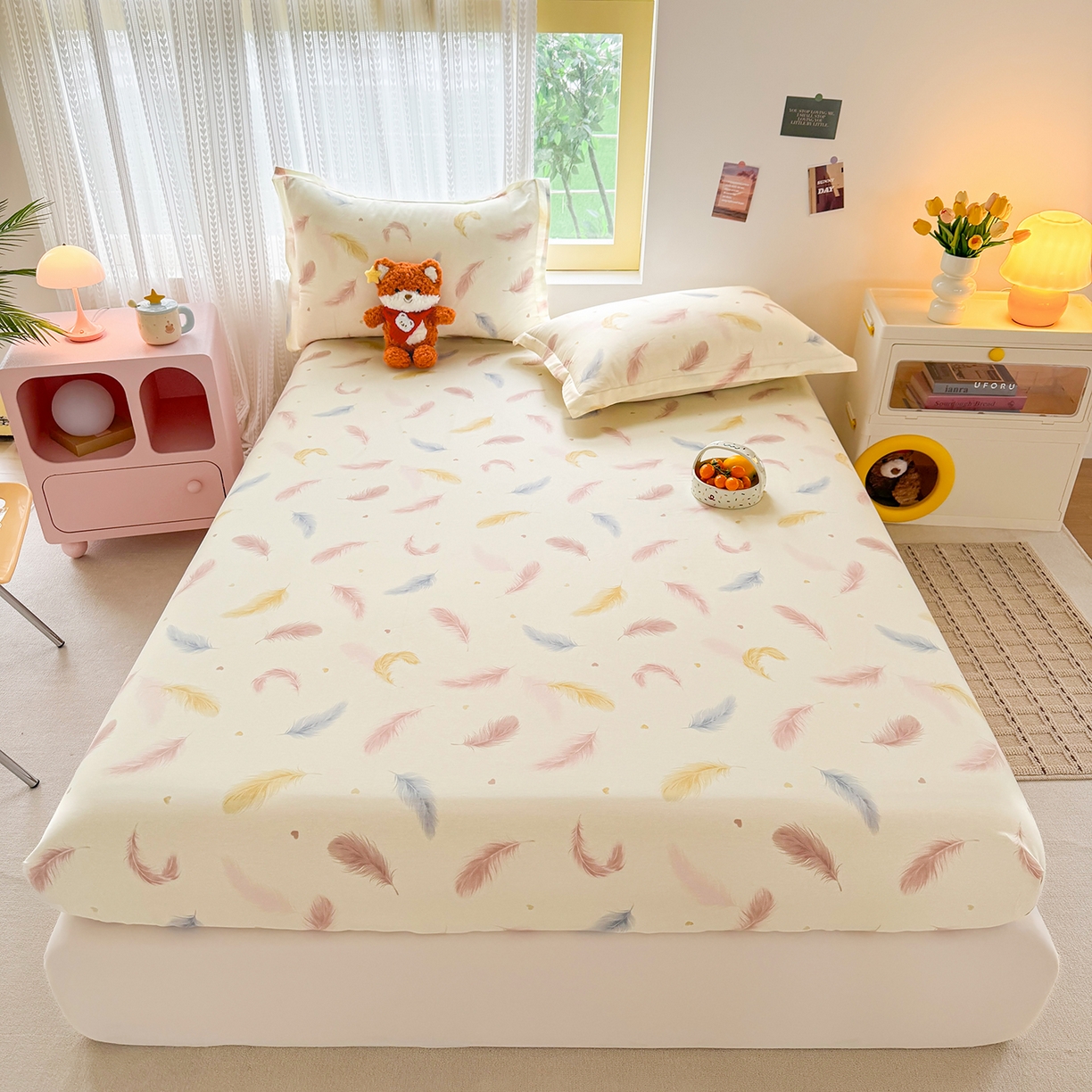 壹贝家纺 2026新款全棉印花床笠系列 仙羽