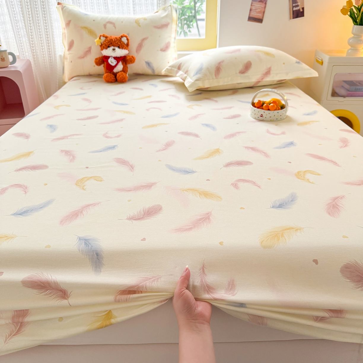 91家纺网 家纺一手货源 找家纺 壹贝家纺 2026新款全棉印花床笠系列 仙羽