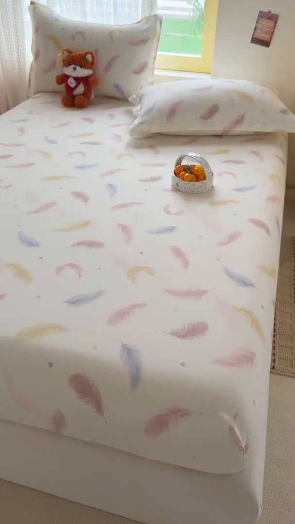 91家纺网 家纺一手货源 找家纺 壹贝家纺 2026新款全棉印花床笠系列 仙羽