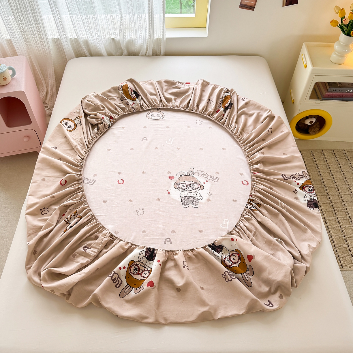 91家纺网 家纺一手货源 找家纺 壹贝家纺 2026新款全棉印花床笠系列 小布