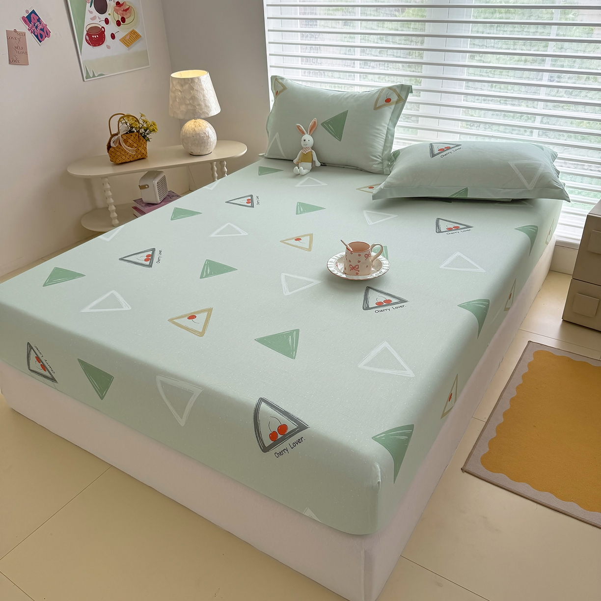 91家纺网 家纺一手货源 找家纺 壹贝家纺 2026新款全棉印花床笠系列 小可布丁