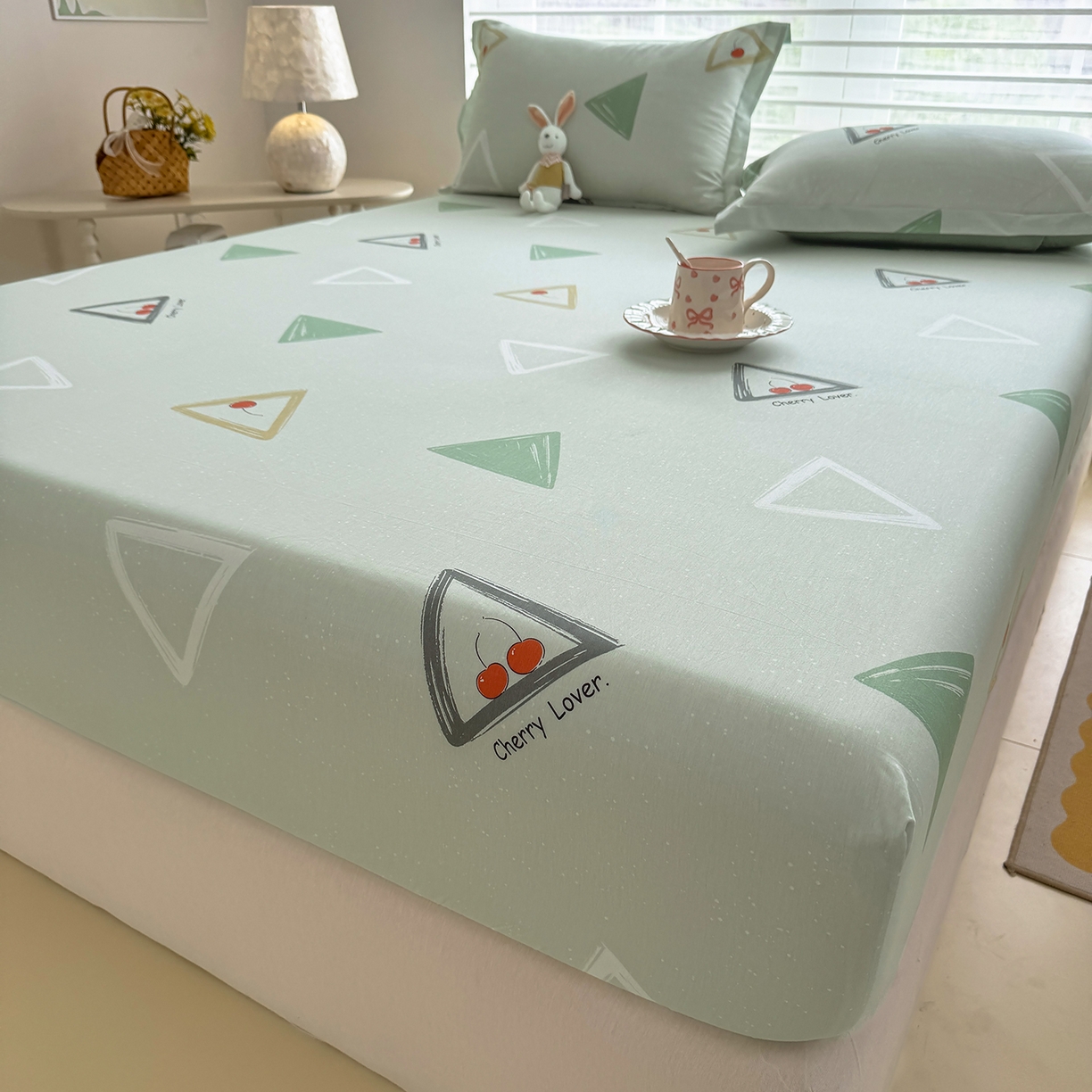 91家纺网 家纺一手货源 找家纺 壹贝家纺 2026新款全棉印花床笠系列 小可布丁