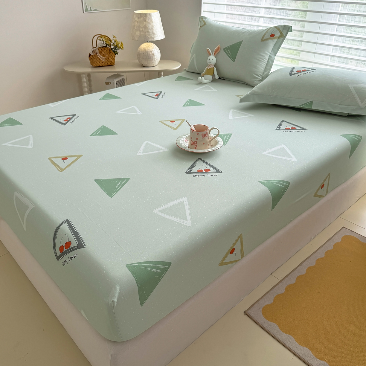 91家纺网 家纺一手货源 找家纺 壹贝家纺 2026新款全棉印花床笠系列 小可布丁