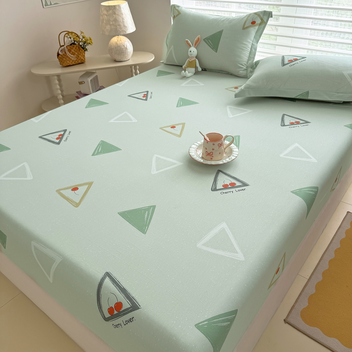 91家纺网 家纺一手货源 找家纺 壹贝家纺 2026新款全棉印花床笠系列 小可布丁