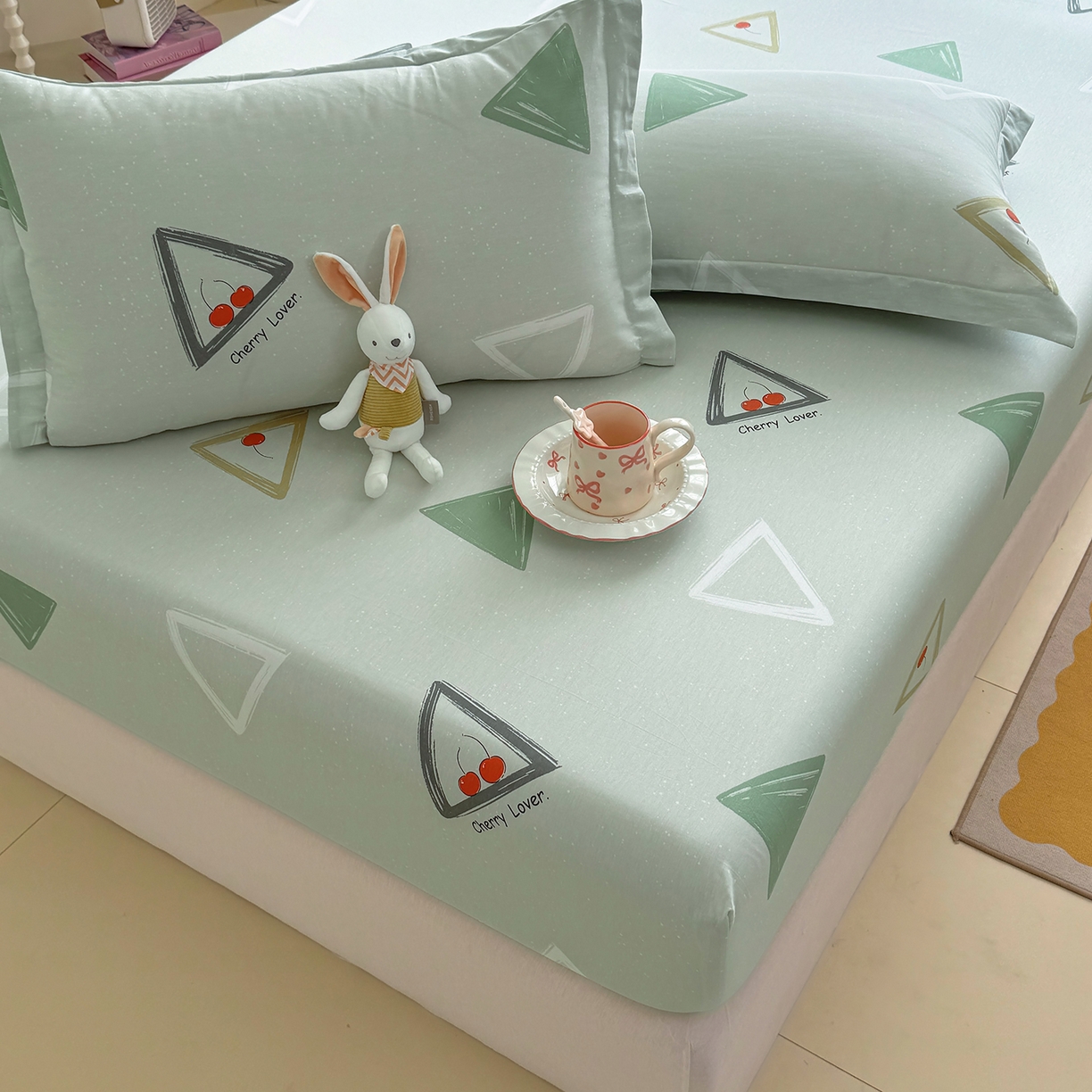 91家纺网 家纺一手货源 找家纺 壹贝家纺 2026新款全棉印花床笠系列 小可布丁