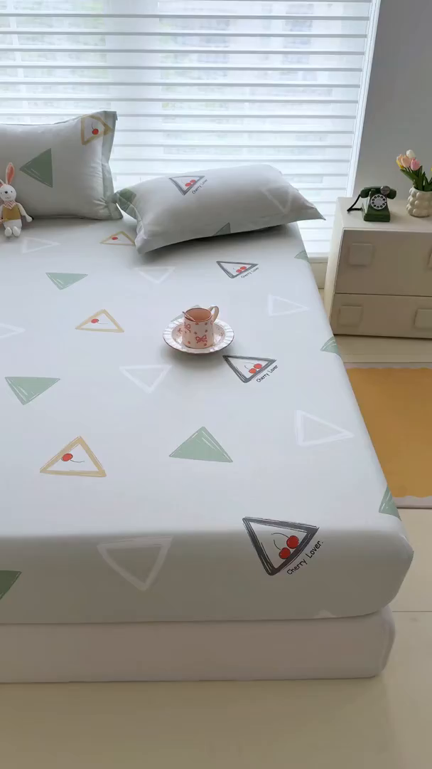 91家纺网 家纺一手货源 找家纺 壹贝家纺 2026新款全棉印花床笠系列 小可布丁