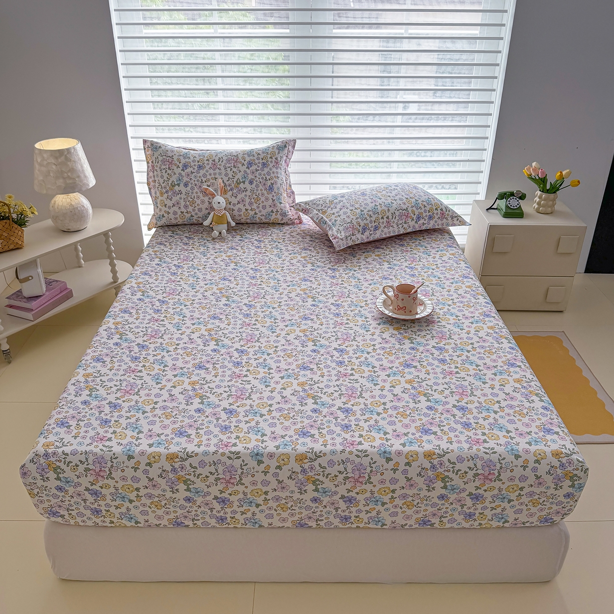 壹贝家纺 2026新款全棉印花床笠系列 小美满