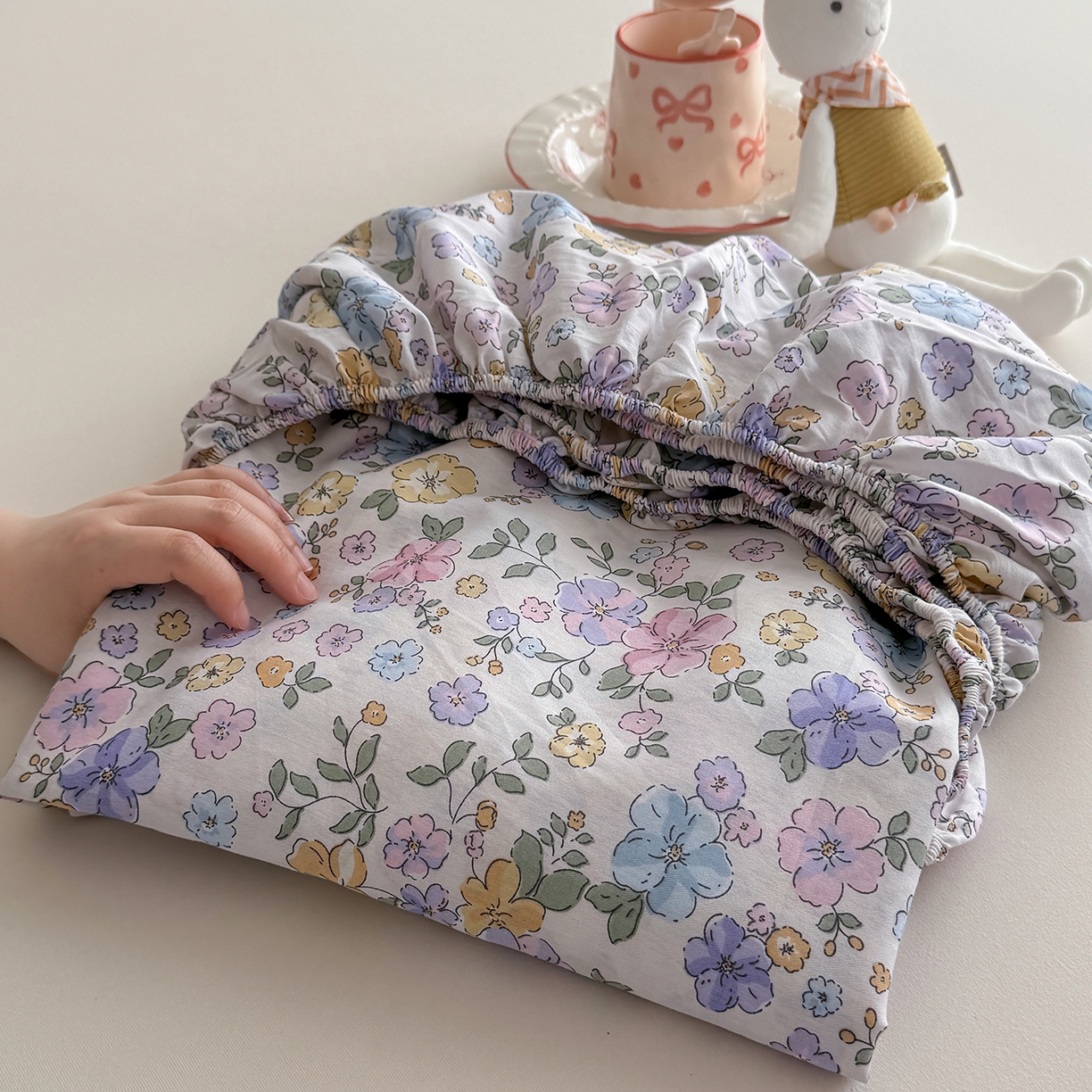 91家纺网 家纺一手货源 找家纺 壹贝家纺 2026新款全棉印花床笠系列 小美满