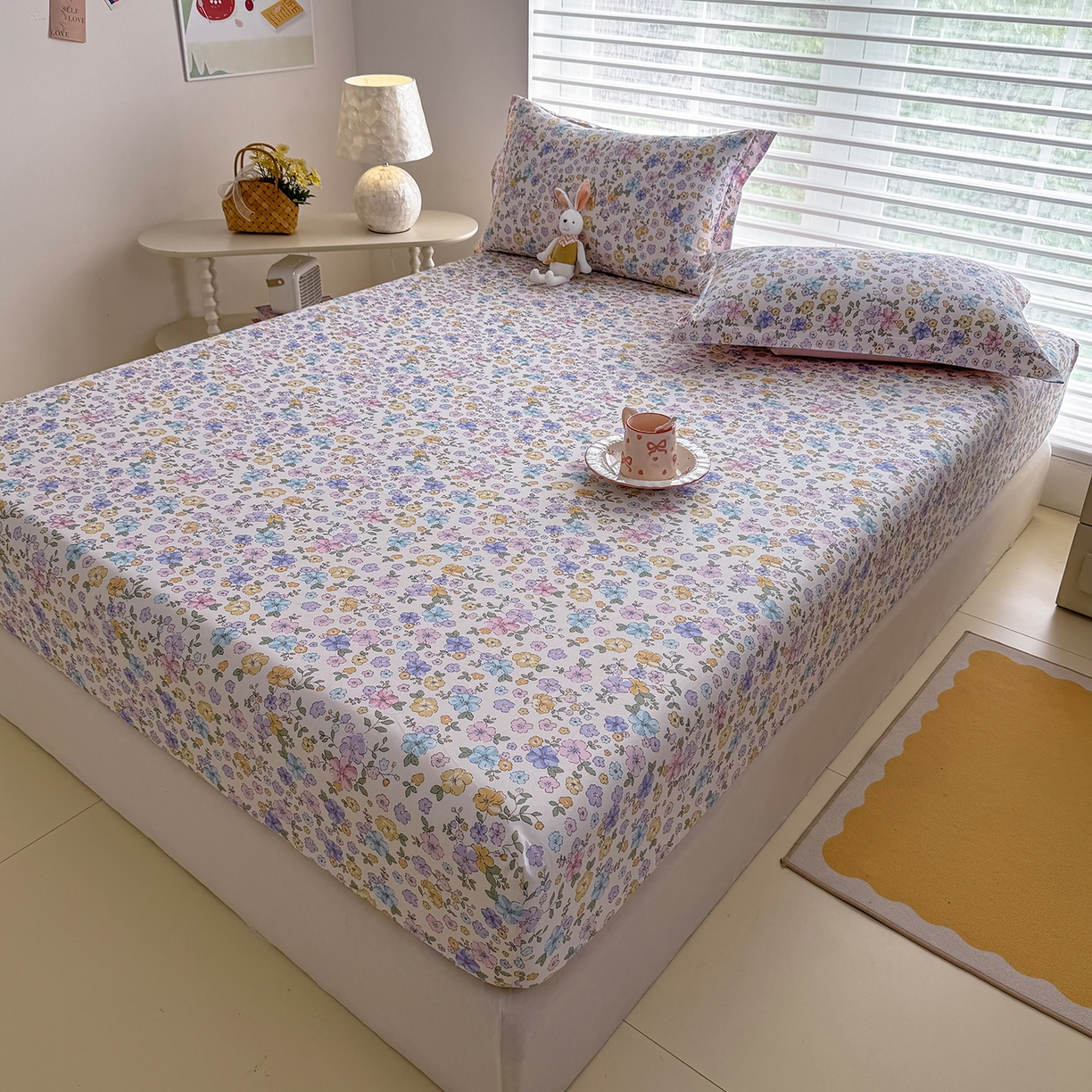 91家纺网 家纺一手货源 找家纺 壹贝家纺 2026新款全棉印花床笠系列 小美满