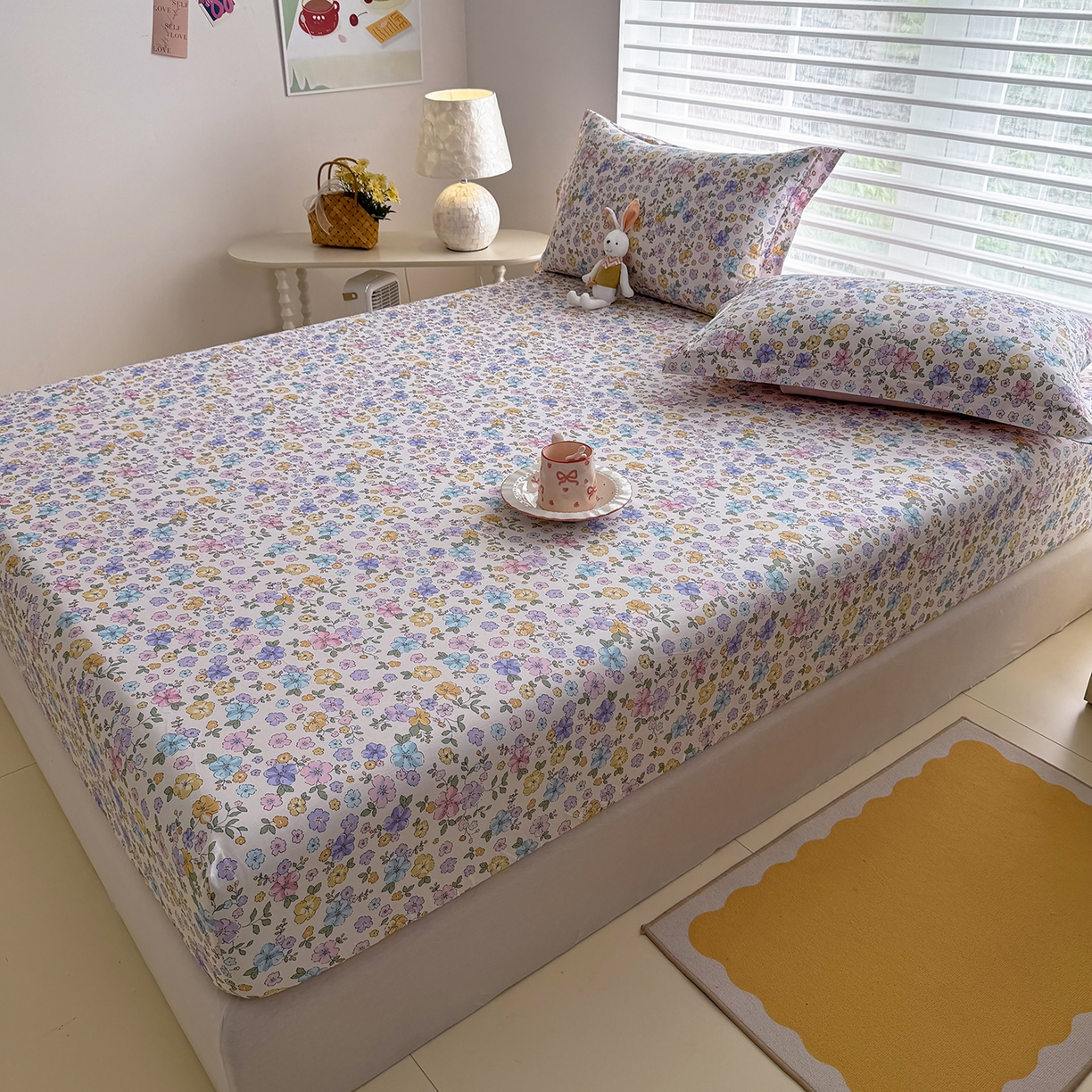 91家纺网 家纺一手货源 找家纺 壹贝家纺 2026新款全棉印花床笠系列 小美满