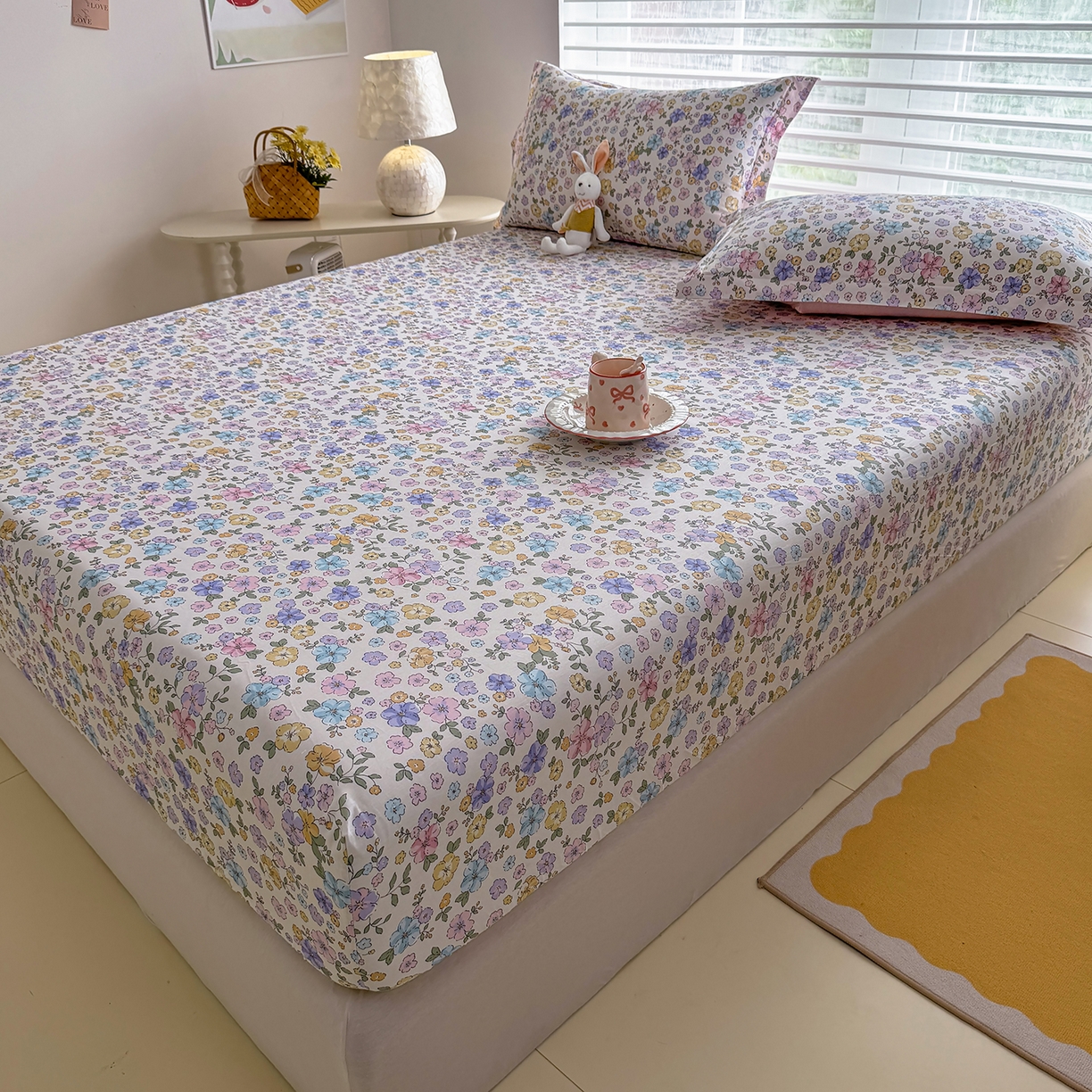 91家纺网 家纺一手货源 找家纺 壹贝家纺 2026新款全棉印花床笠系列 小美满