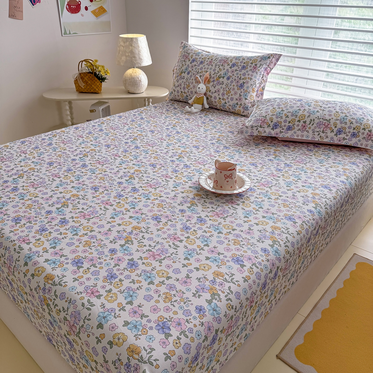 91家纺网 家纺一手货源 找家纺 壹贝家纺 2026新款全棉印花床笠系列 小美满