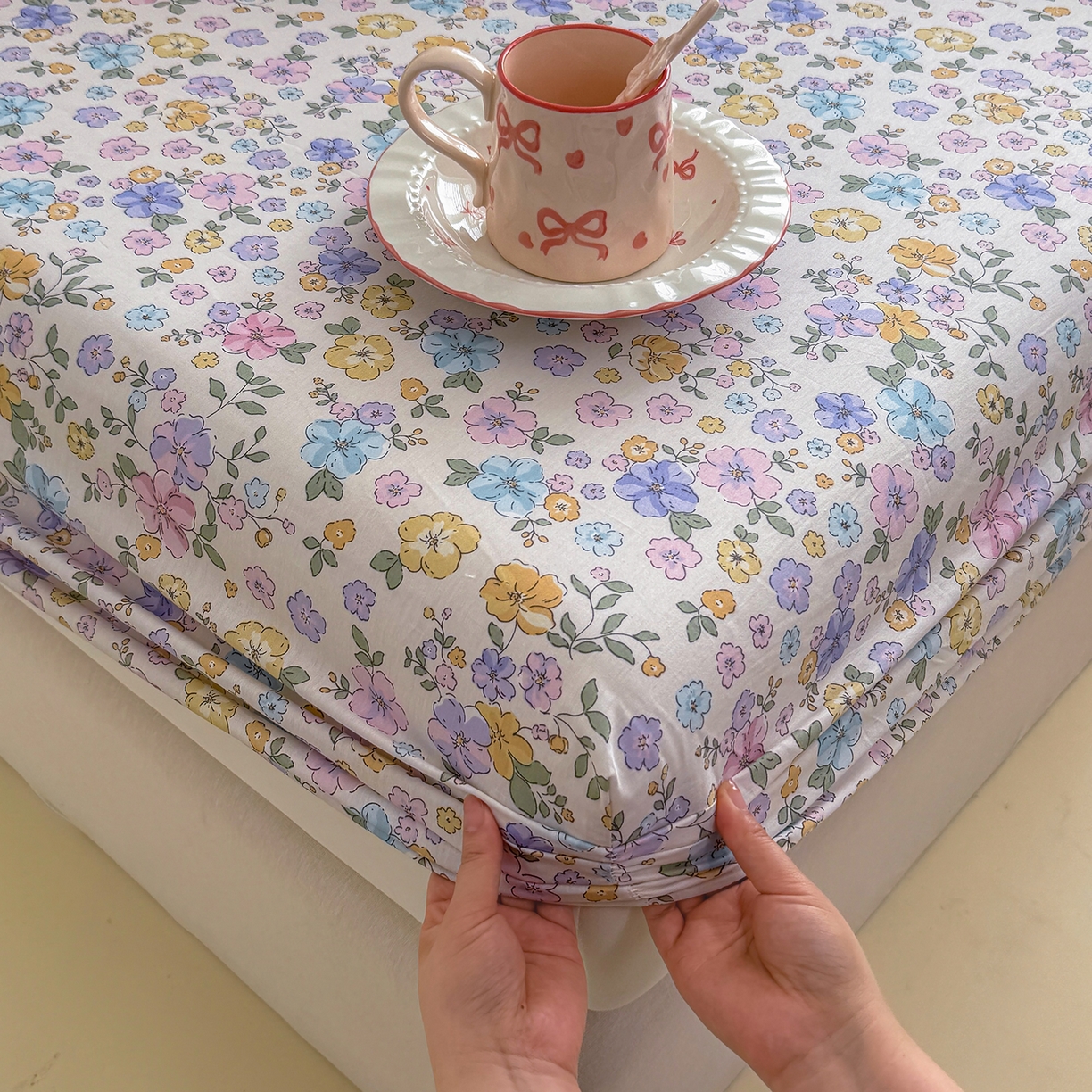 91家纺网 家纺一手货源 找家纺 壹贝家纺 2026新款全棉印花床笠系列 小美满