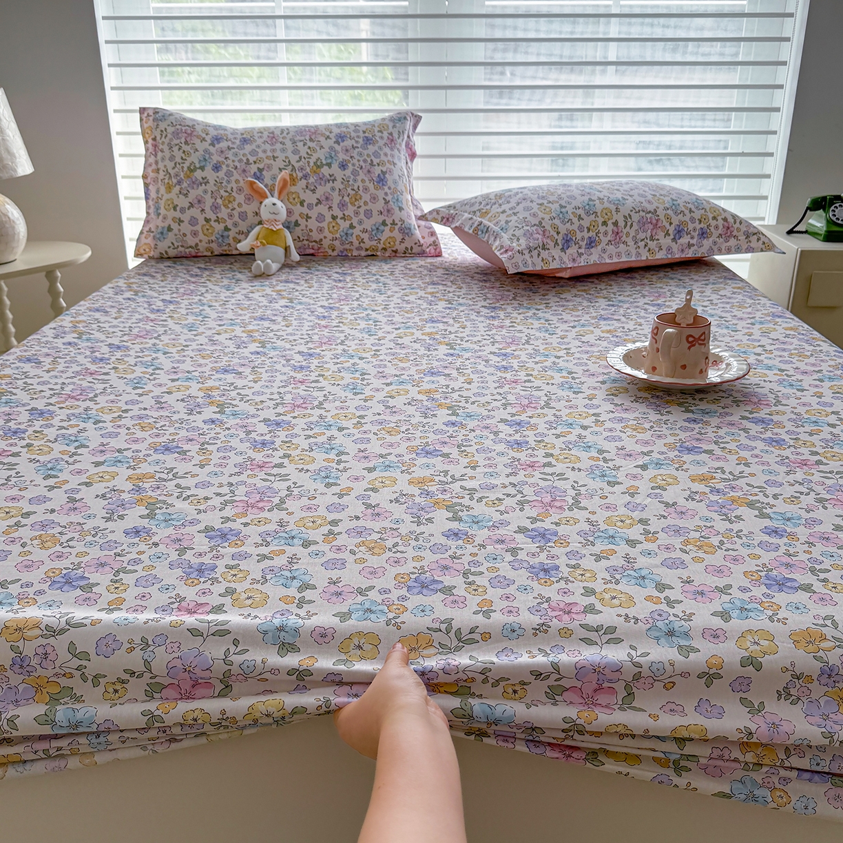 91家纺网 家纺一手货源 找家纺 壹贝家纺 2026新款全棉印花床笠系列 小美满