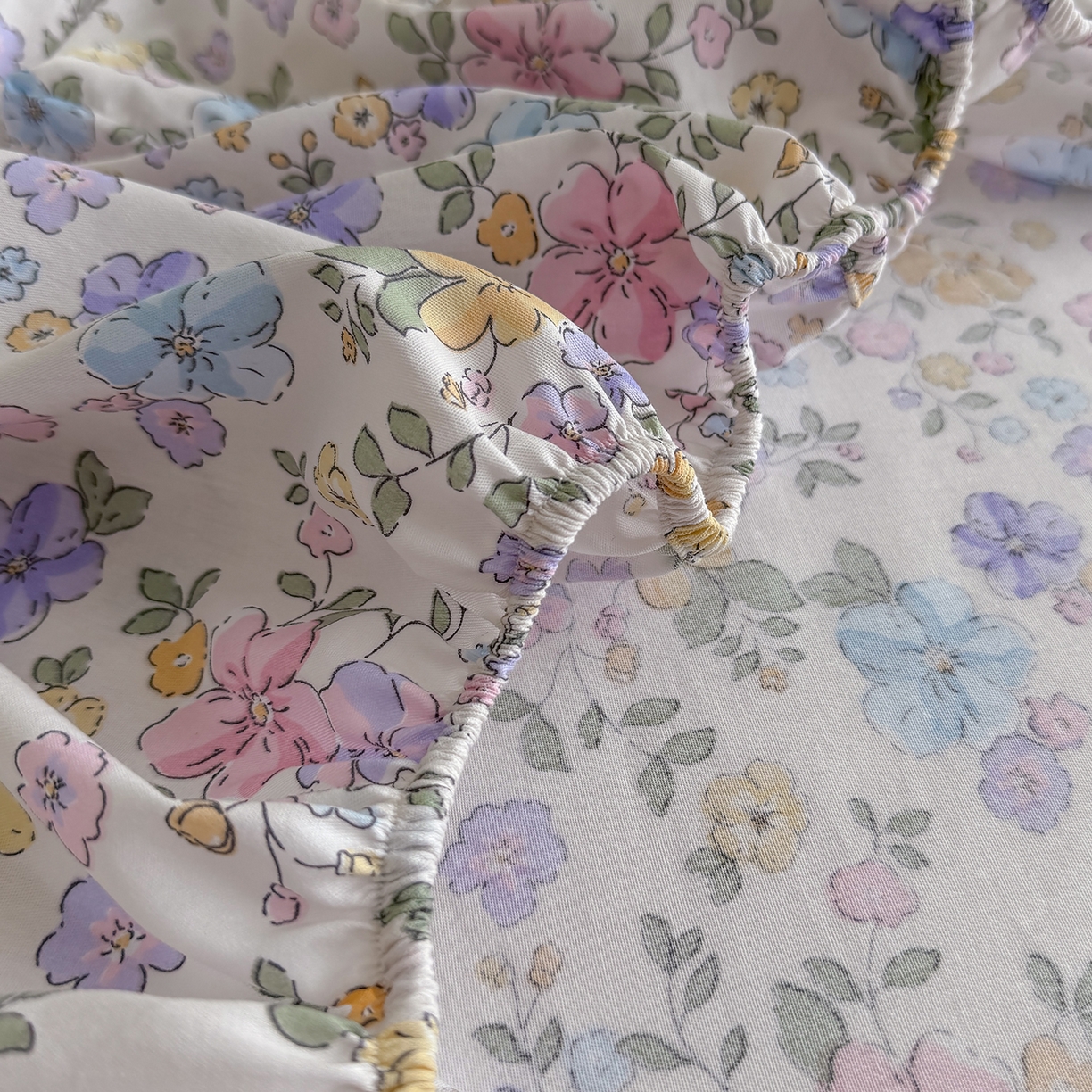 91家纺网 家纺一手货源 找家纺 壹贝家纺 2026新款全棉印花床笠系列 小美满