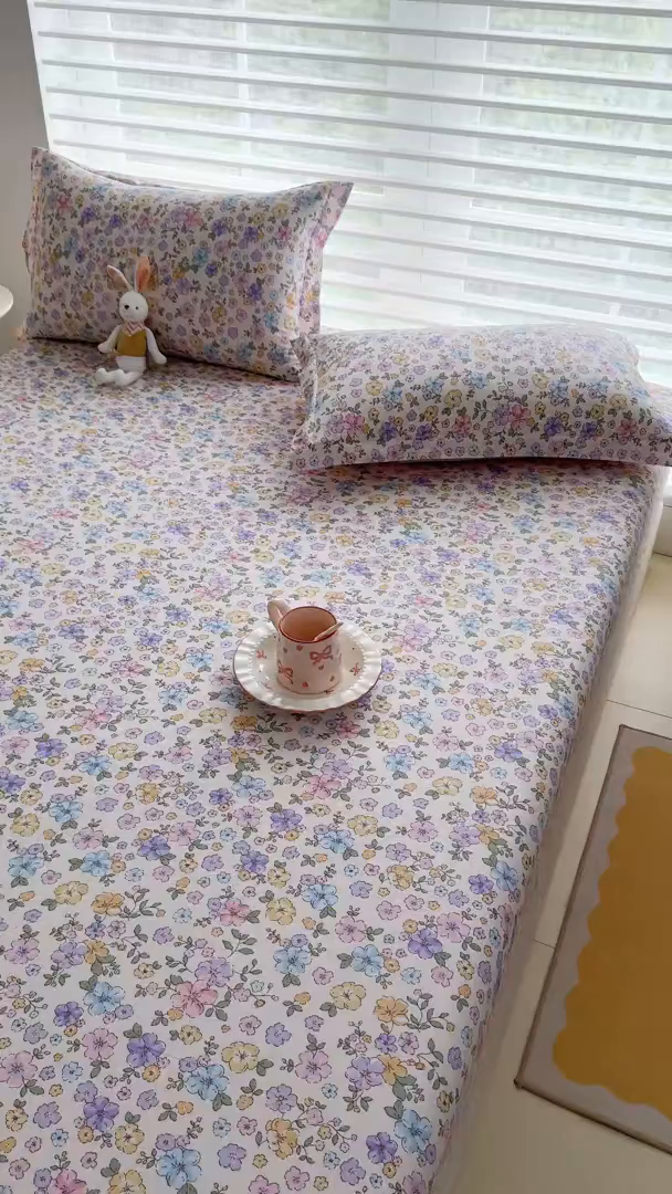 91家纺网 家纺一手货源 找家纺 壹贝家纺 2026新款全棉印花床笠系列 小美满