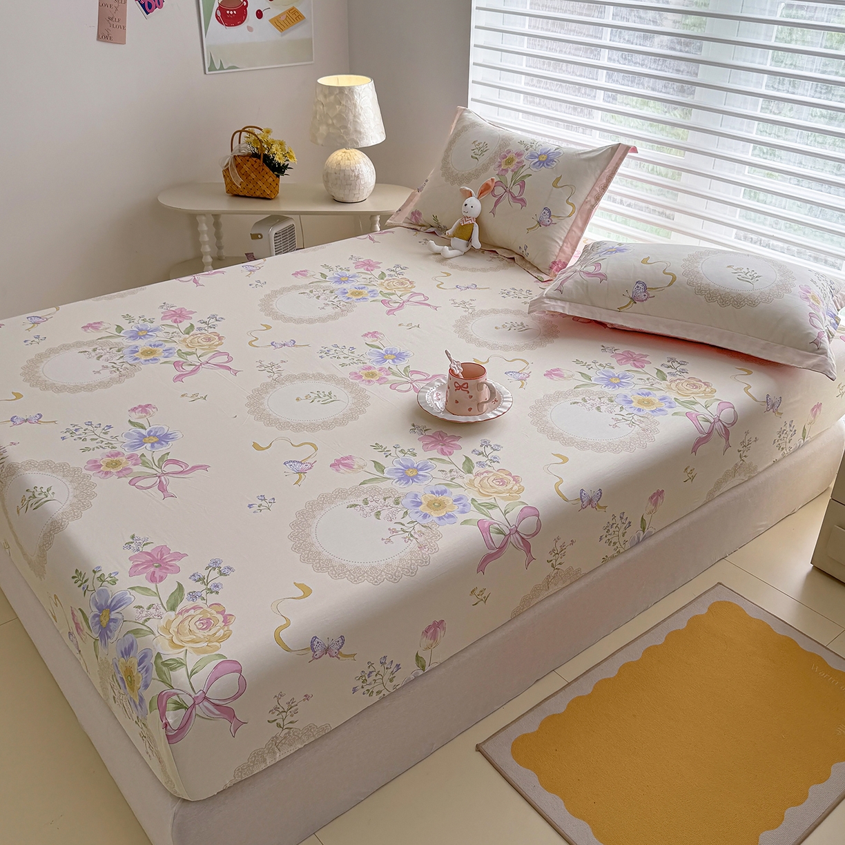 91家纺网 家纺一手货源 找家纺 壹贝家纺 2026新款全棉印花床笠系列 新恰如初