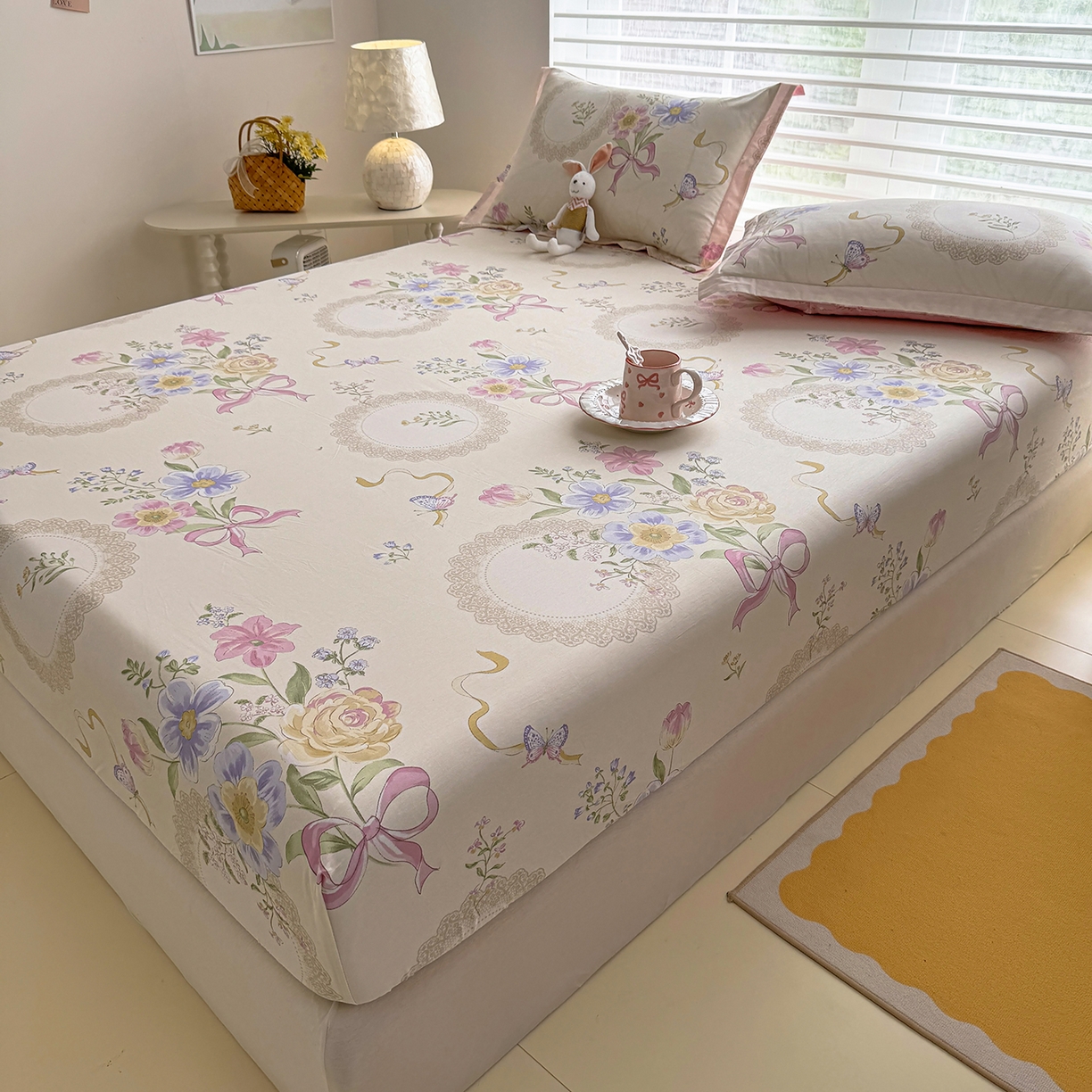 91家纺网 家纺一手货源 找家纺 壹贝家纺 2026新款全棉印花床笠系列 新恰如初