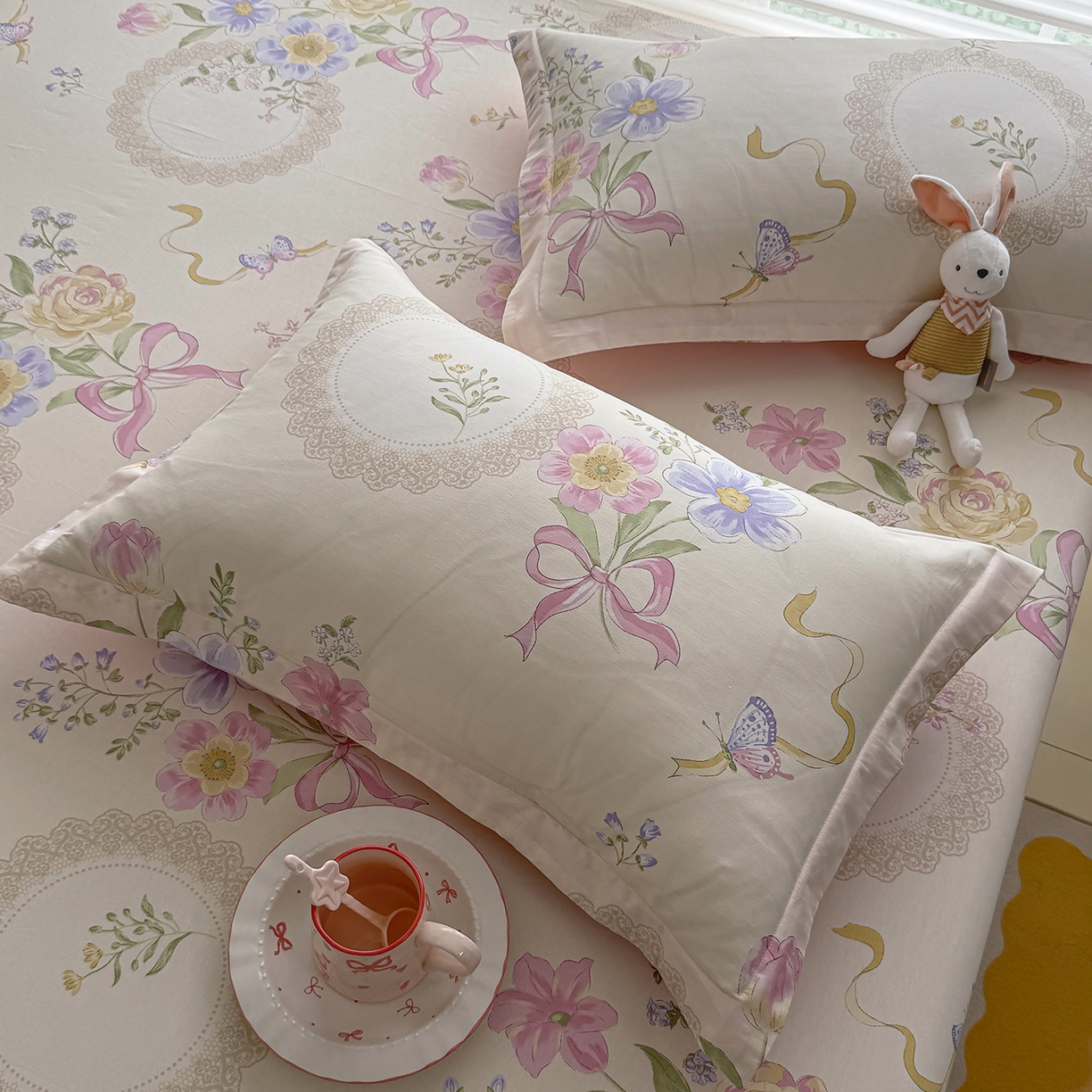 91家纺网 家纺一手货源 找家纺 壹贝家纺 2026新款全棉印花床笠系列 新恰如初