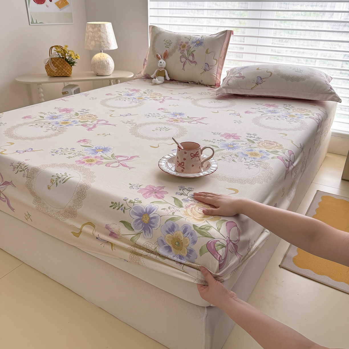 91家纺网 家纺一手货源 找家纺 壹贝家纺 2026新款全棉印花床笠系列 新恰如初