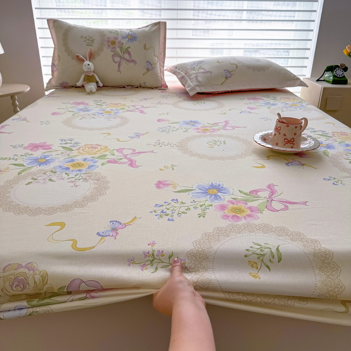 91家纺网 家纺一手货源 找家纺 壹贝家纺 2026新款全棉印花床笠系列 新恰如初