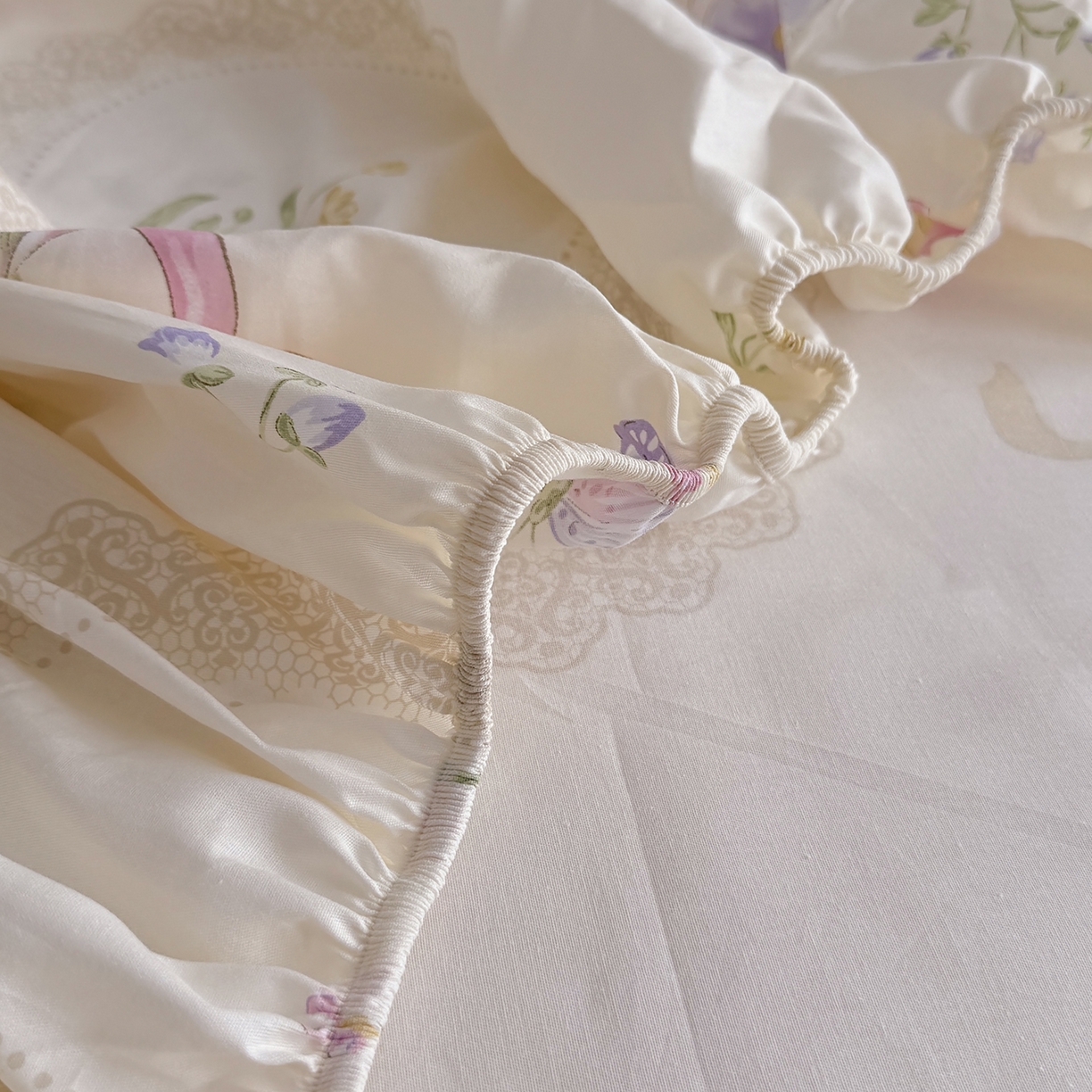 91家纺网 家纺一手货源 找家纺 壹贝家纺 2026新款全棉印花床笠系列 新恰如初